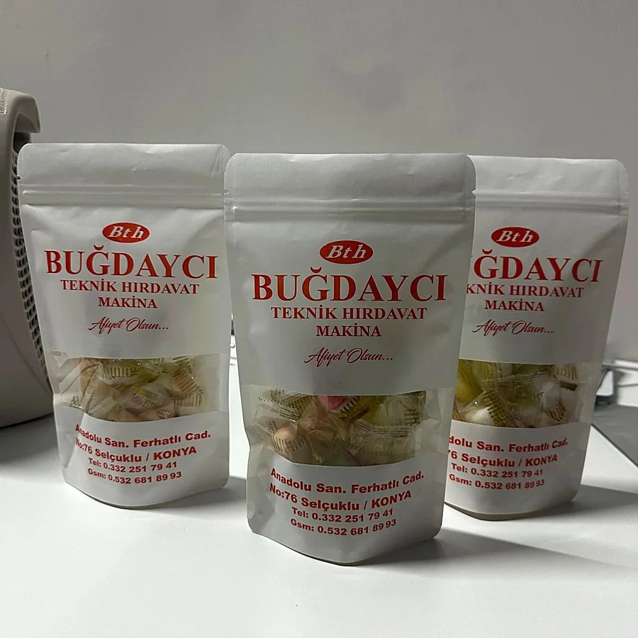 Baskılı pencereli doypack — promosyon ambalajı