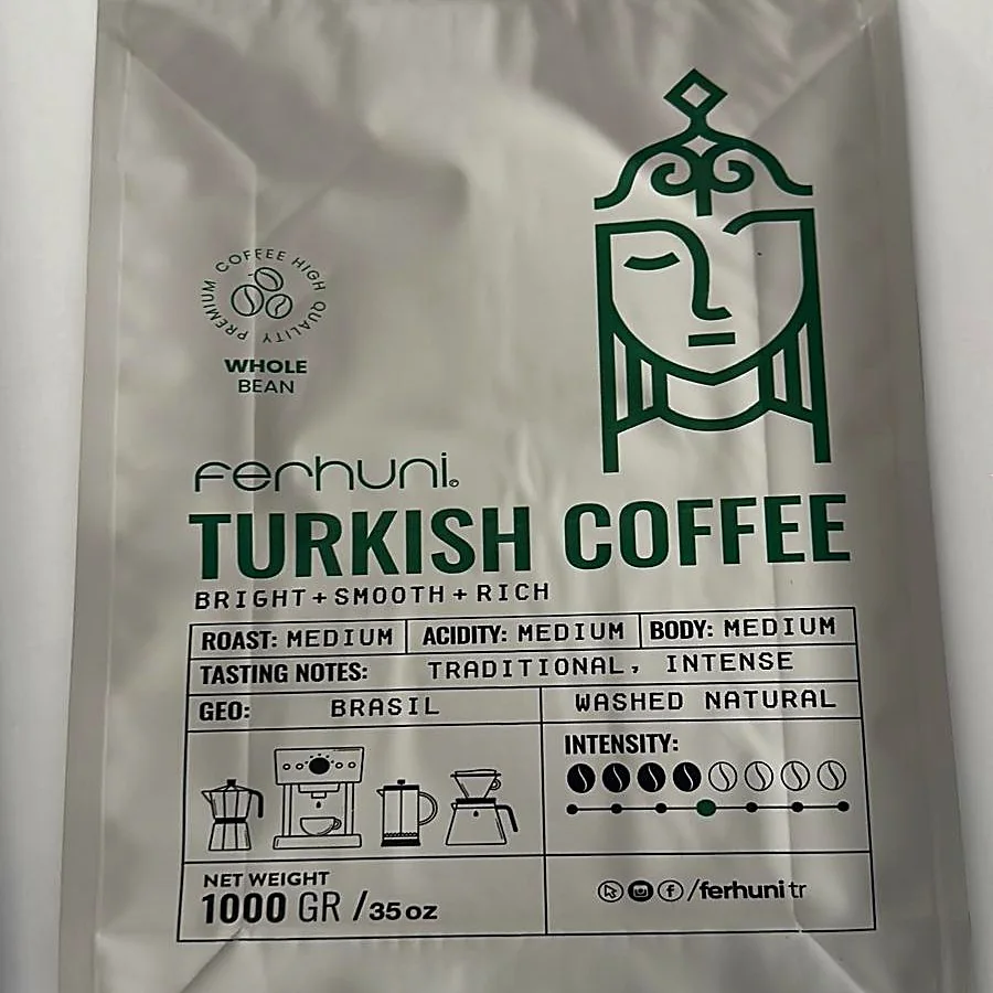 Baskılı beyaz kahve doypack