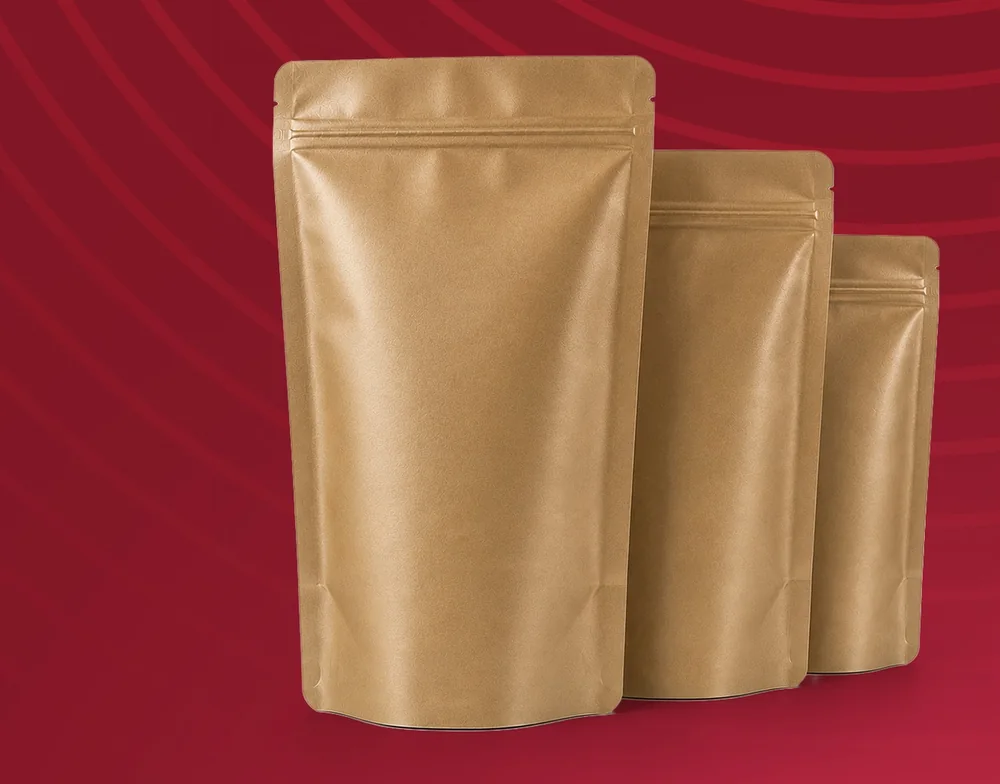Kraft Alüminyum Doypack — Alüminyum bariyerli kraft doypack; ışık, oksijen ve neme karşı kapalı yapı.
